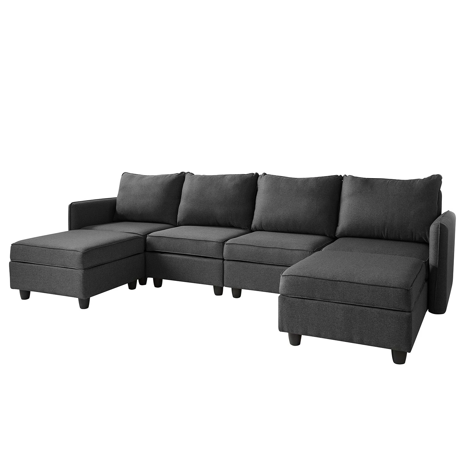 Fredriks Canapé panoramique Lavara - Tissu - Gris foncé 3 Fredriks Canapé panoramique Lavara - Tissu - Gris foncé