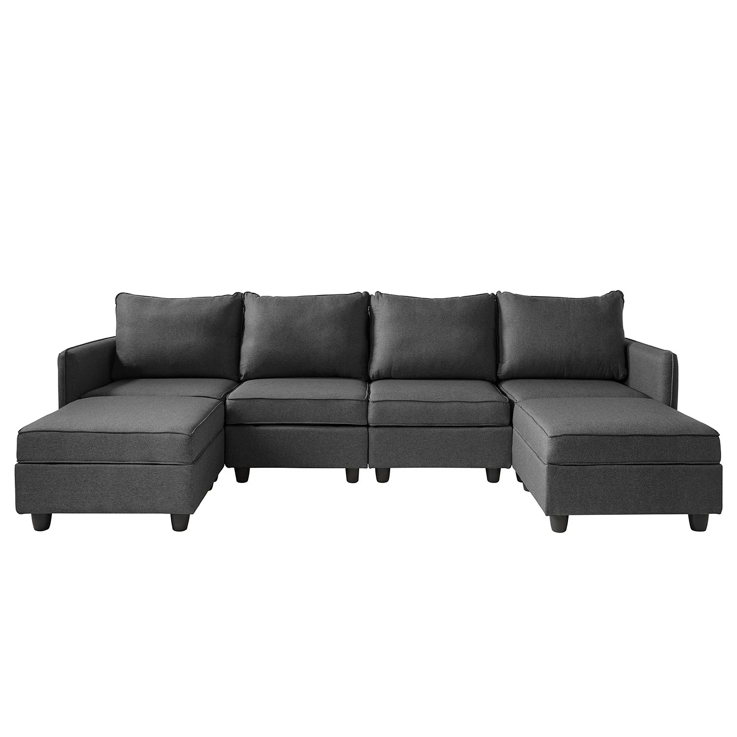 Fredriks Canapé panoramique Lavara - Tissu - Gris foncé 4 Fredriks Canapé panoramique Lavara - Tissu - Gris foncé – Image 2