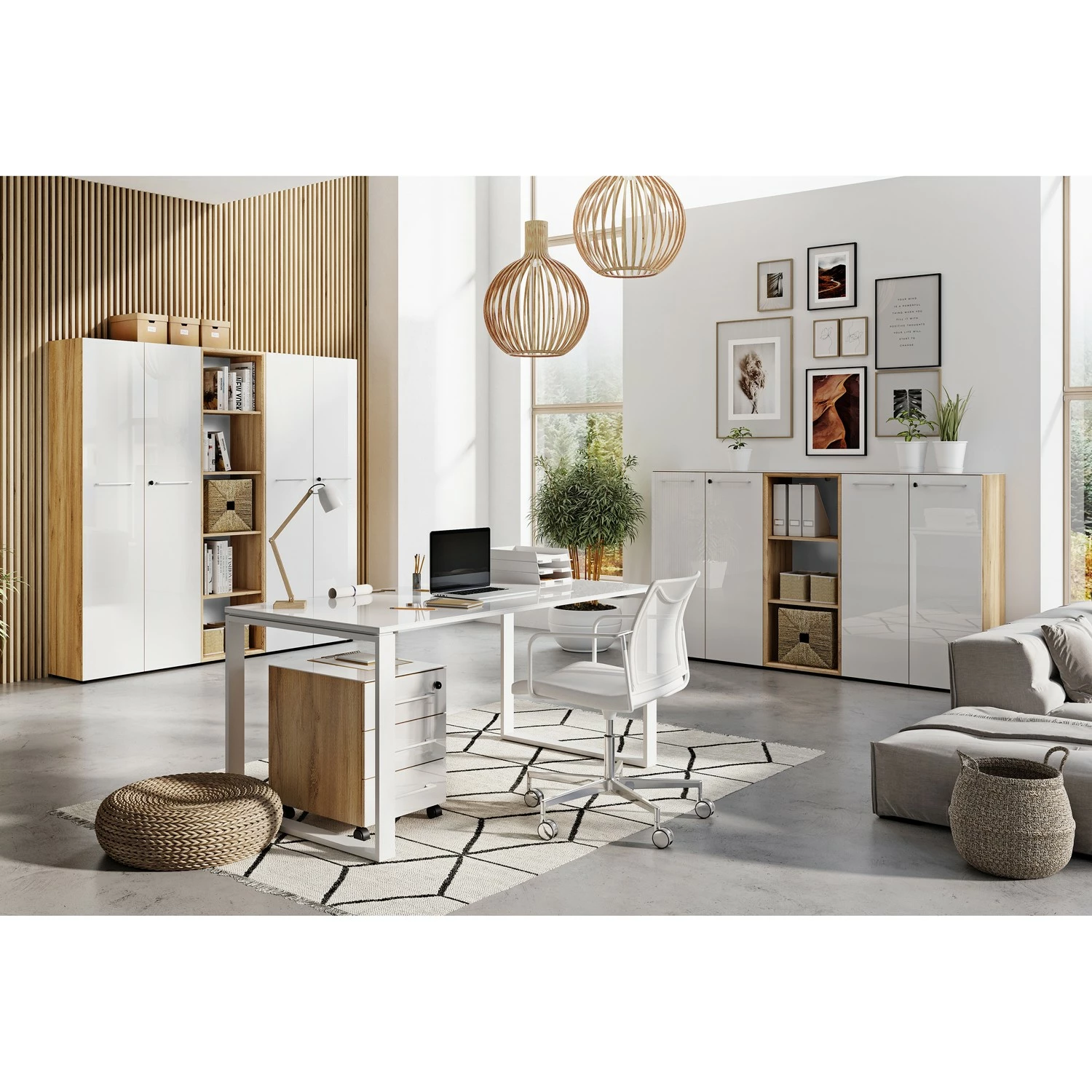 Germania Étagère Monteria - Verre - Blanc / Imitation chêne de Navarre 4 Germania Étagère Monteria - Verre - Blanc / Imitation chêne de Navarre – Image 2