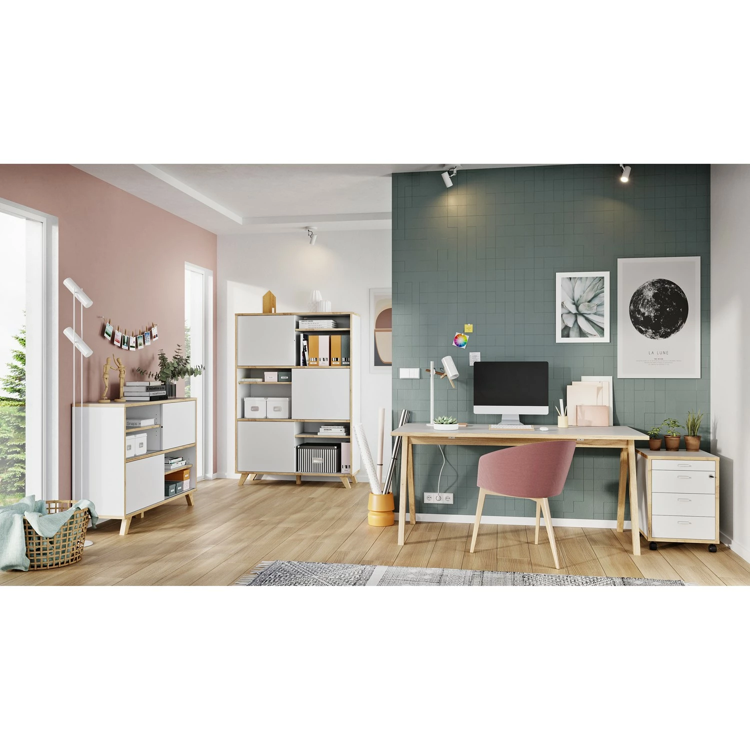 Germania Armoire de bureau Svene - Blanc / Imitation chêne de Sonoma 4 Germania Armoire de bureau Svene - Blanc / Imitation chêne de Sonoma – Image 2