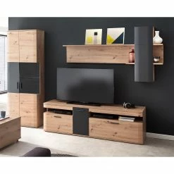 Naturoo Meubles TV Callington II (3 éléments) - Imitation planches de chêne / Anthracite