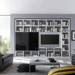 Loftscape Ensemble meuble TV Empire - Blanc brillant / Noir