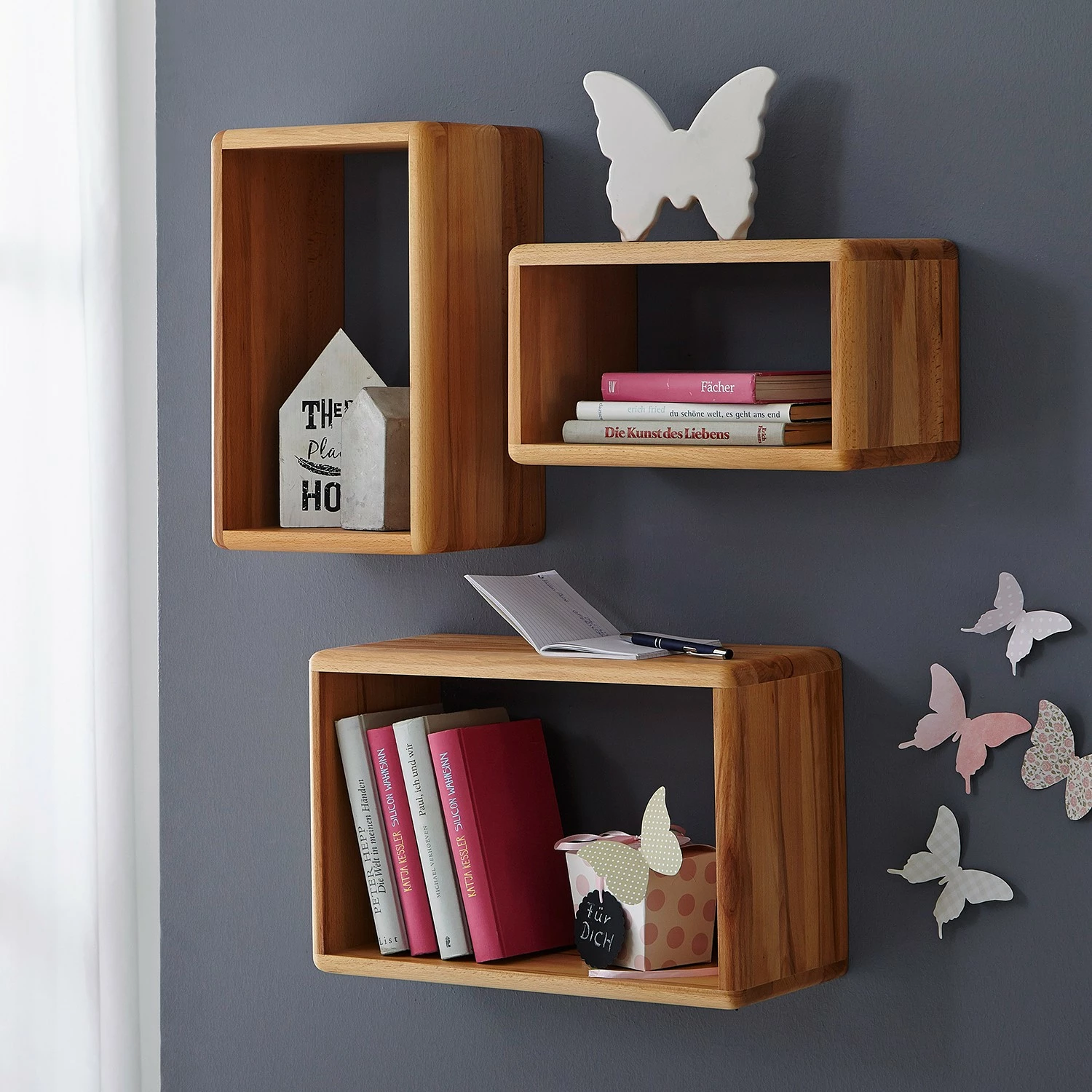 Ars Natura Étagère murale Anamur (lot de 3) - Duramen de hêtre 4 Ars Natura Étagère murale Anamur (lot de 3) - Duramen de hêtre – Image 2