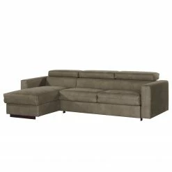 Loftscape Canapé d’angle Wissant I - Aspect cuir vieilli - Microfibre Bice: Marron foncé