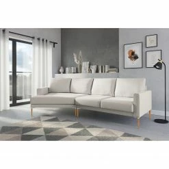 Norrwood Canapé d’angle Sauvo I - Velours - Tissu Meara: Gris clair - Méridienne courte à gauche (vue de face) -loftscape Boutique 1000193060 220126 08571100020 MOOD DETAILS P000000001000193060 mood