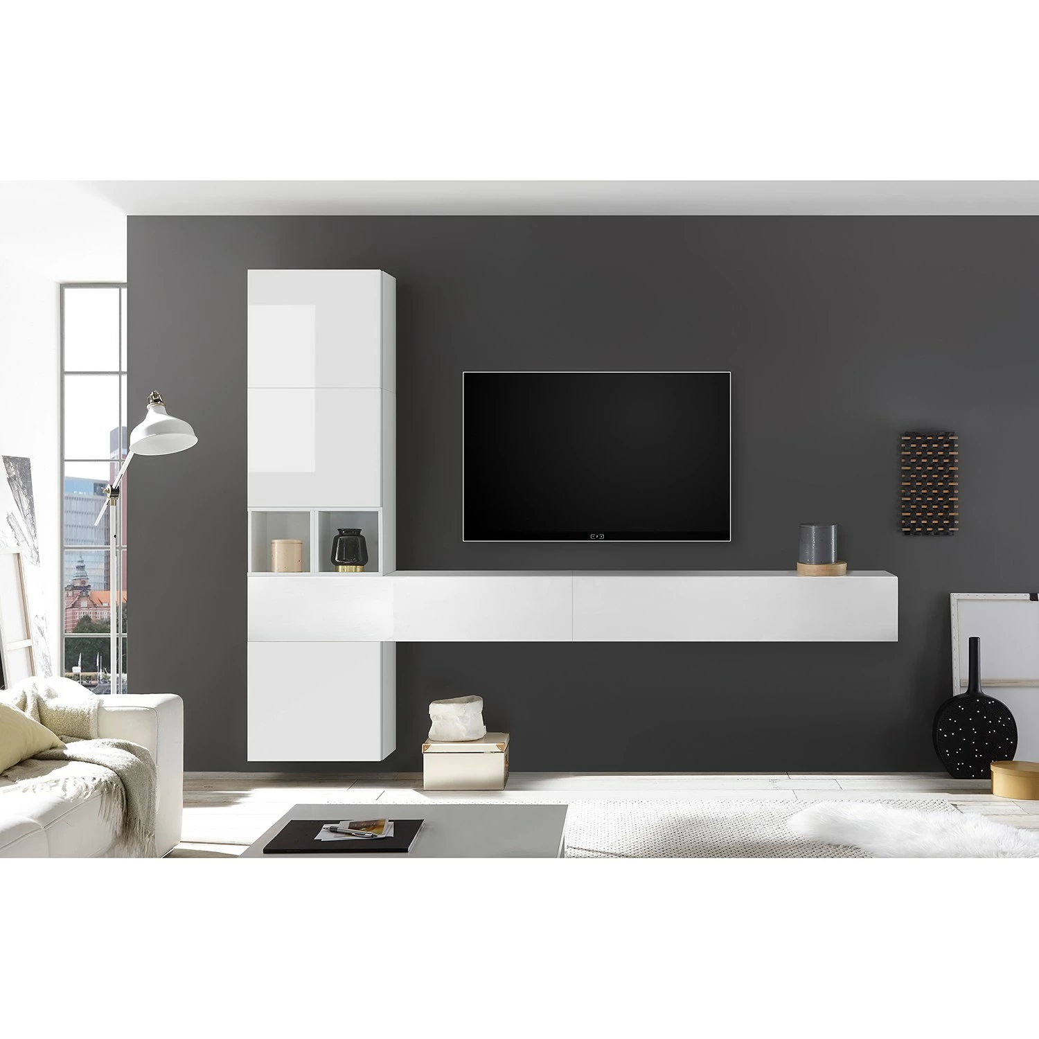 LC Spa Ensemble meubles TV Infinity III (7 él.) - Blanc brillant 4 LC Spa Ensemble meubles TV Infinity III (7 él.) - Blanc brillant – Image 2