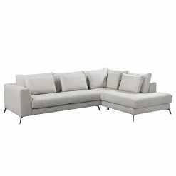 Fredriks Canapé d’angle Ranua - Tissu - Galet - Méridienne longue à droite (vue de face)