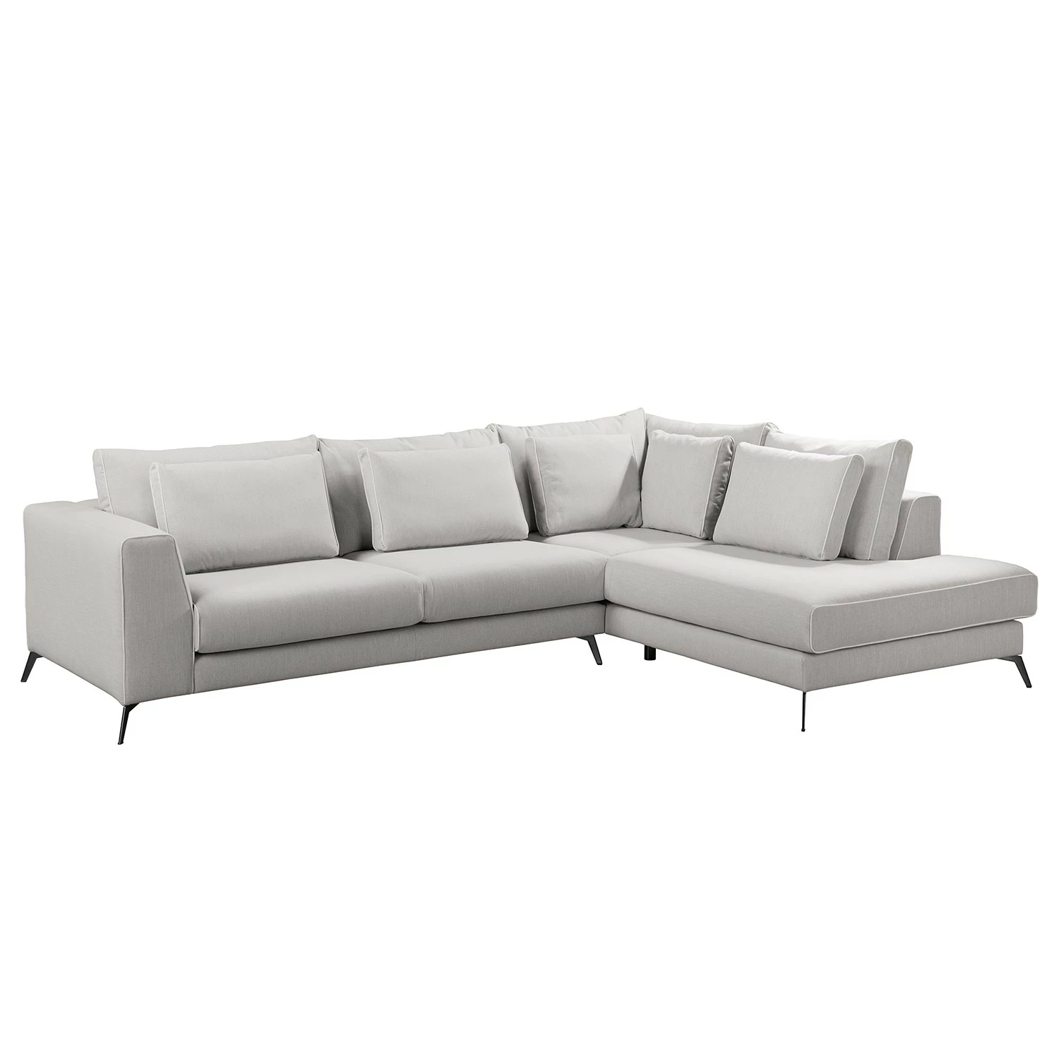 Fredriks Canapé d’angle Ranua - Tissu - Galet - Méridienne longue à droite (vue de face) 3 Fredriks Canapé d’angle Ranua - Tissu - Galet - Méridienne longue à droite (vue de face)