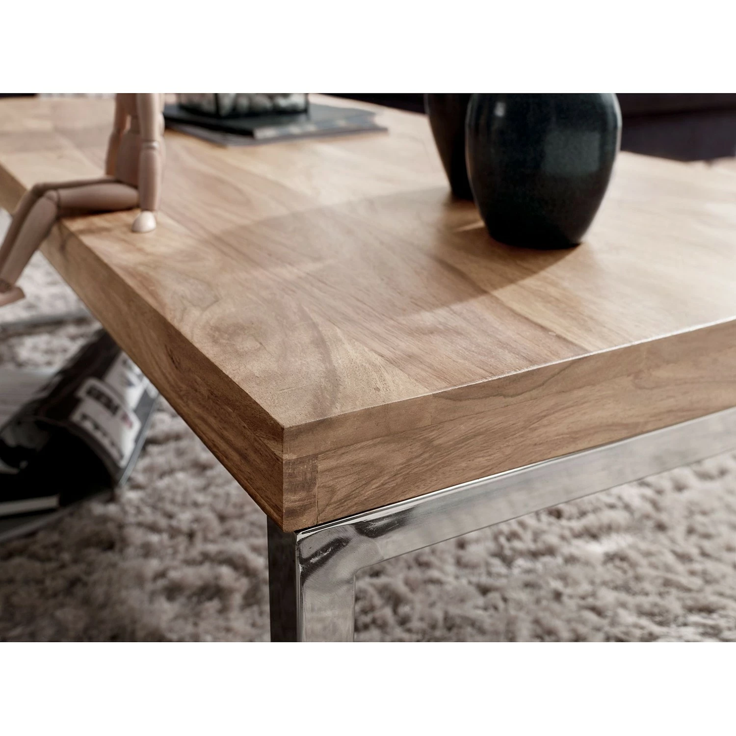 Naturoo Table basse Tolono - Acacia massif / Acier inoxydable - Acacia / Chrome 6 Naturoo Table basse Tolono - Acacia massif / Acier inoxydable - Acacia / Chrome – Image 4