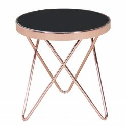 Jack & Alice Bout de canapé Morgan - Verre / Métal - Noir / Cuivre