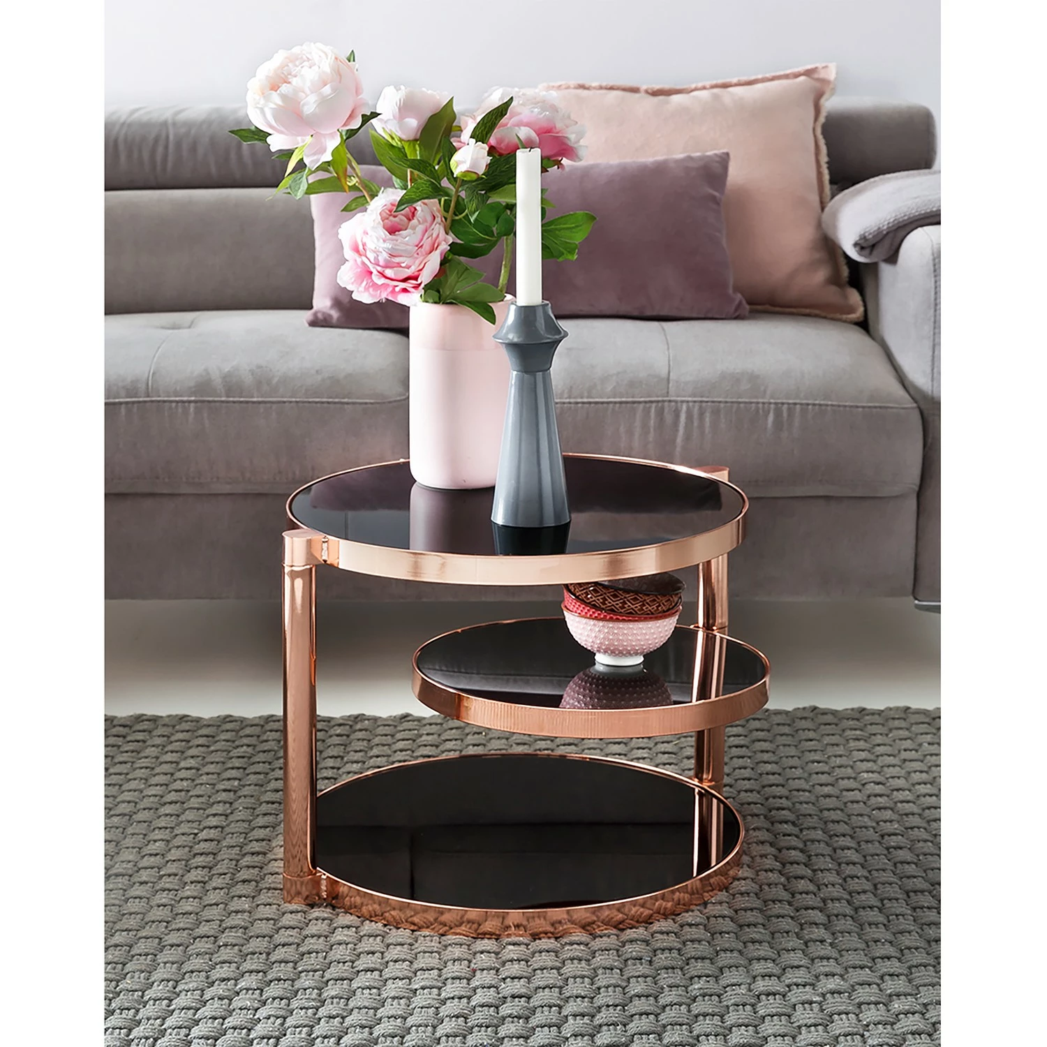 Jack & Alice Bout de canapé Cotopaxi - Verre / Métal - Noir / Cuivre 5 Jack & Alice Bout de canapé Cotopaxi - Verre / Métal - Noir / Cuivre – Image 3