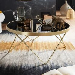 Jack & Alice Table basse Morgan - Verre / Métal - Noir / Doré -loftscape Boutique 1000194305 200108 10062300625 MOOD DETAILS P000000001000194305 mood