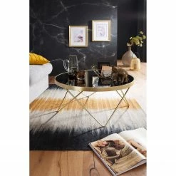 Jack & Alice Table basse Morgan - Verre / Métal - Noir / Doré -loftscape Boutique 1000194305 200108 10062300627 MOOD DETAILS P000000001000194305 mood