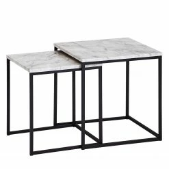 Norrwood Tables gigognes Paiteago (lot de 2) - Imitation marbre blanc / Noir