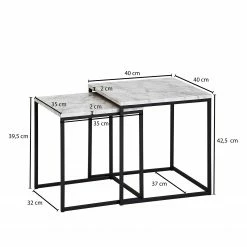 Norrwood Tables gigognes Paiteago (lot de 2) - Imitation marbre blanc / Noir -loftscape Boutique 1000194314 200108 10063100686 SKETCH DETAILS P000000001000194314 sketch