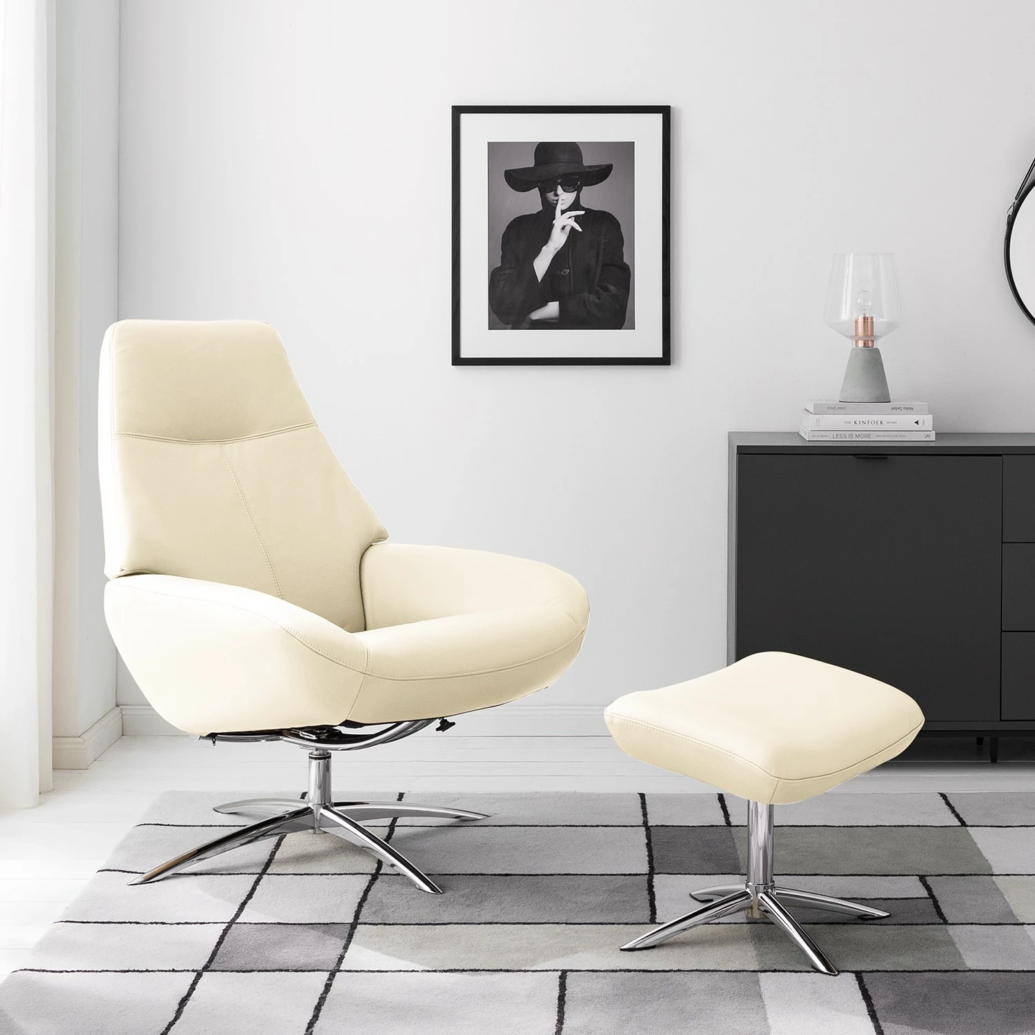 Fredriks Fauteuil relax Raahe - Cuir véritable - Crème 4 Fredriks Fauteuil relax Raahe - Cuir véritable - Crème – Image 2