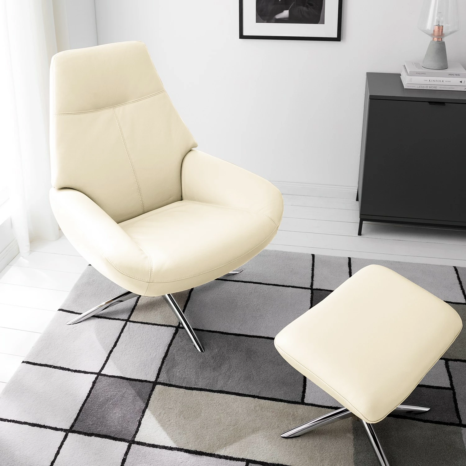 Fredriks Fauteuil relax Raahe - Cuir véritable - Crème 5 Fredriks Fauteuil relax Raahe - Cuir véritable - Crème – Image 3