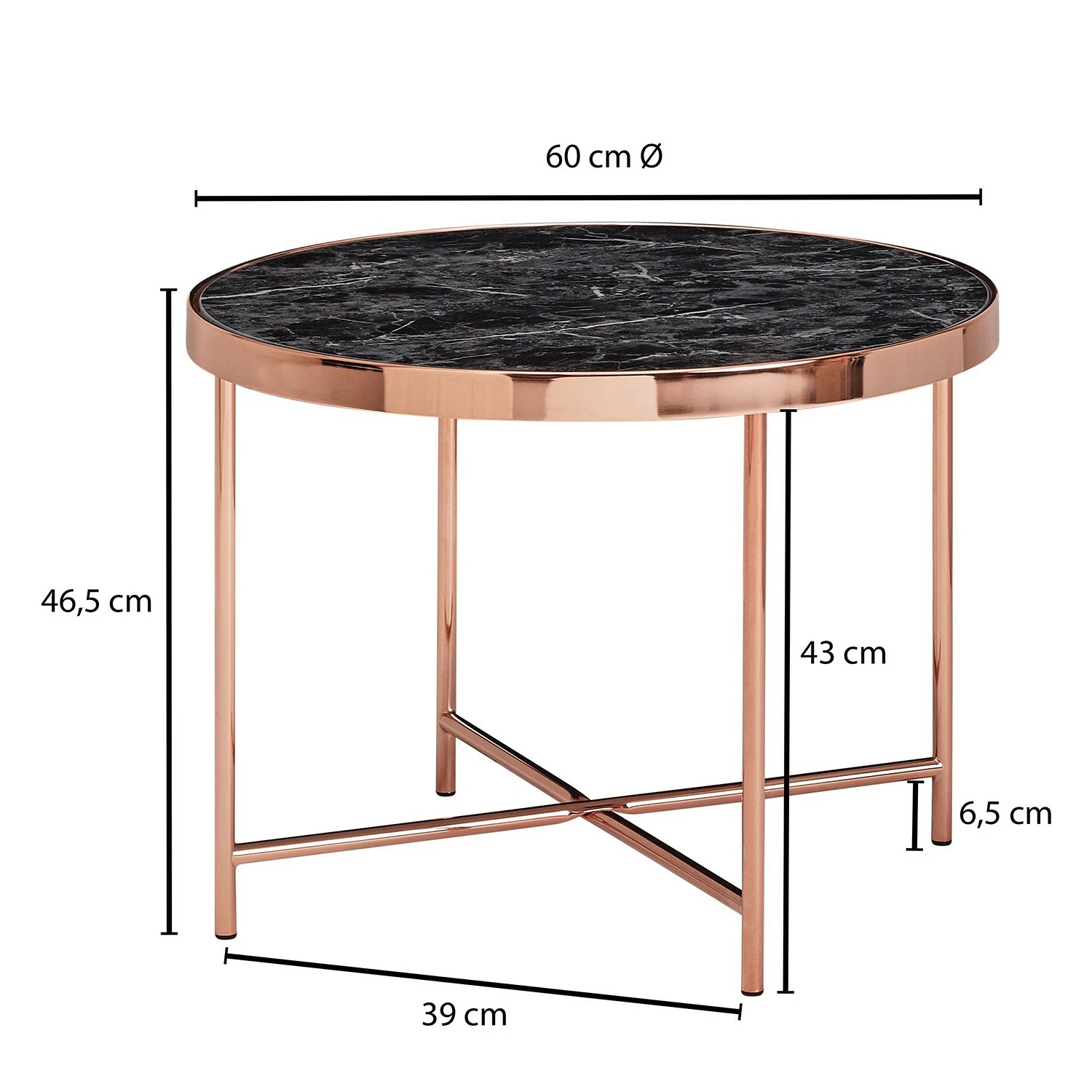 Jack & Alice Bout de canapé Cushina - Verre / métal - Imitation marbre noir / Cuivre 7 Jack & Alice Bout de canapé Cushina - Verre / métal - Imitation marbre noir / Cuivre – Image 5