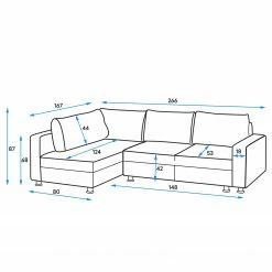 Fredriks Canapé d’angle Upwell II - Microfibre - Gris foncé - Méridienne longue à gauche (vue de face) -loftscape Boutique 1000196279 200224 14474200788 SKETCH DETAILS P000000001000196279 sketch