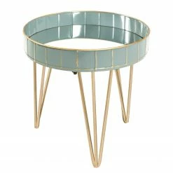 Norrwood Bout de canapé Krokvik II - Verre / Métal - Menthe / Gris sable