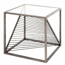 Red Living Bout de canapé Lixhult II - Verre / Acier - Argenté vieilli