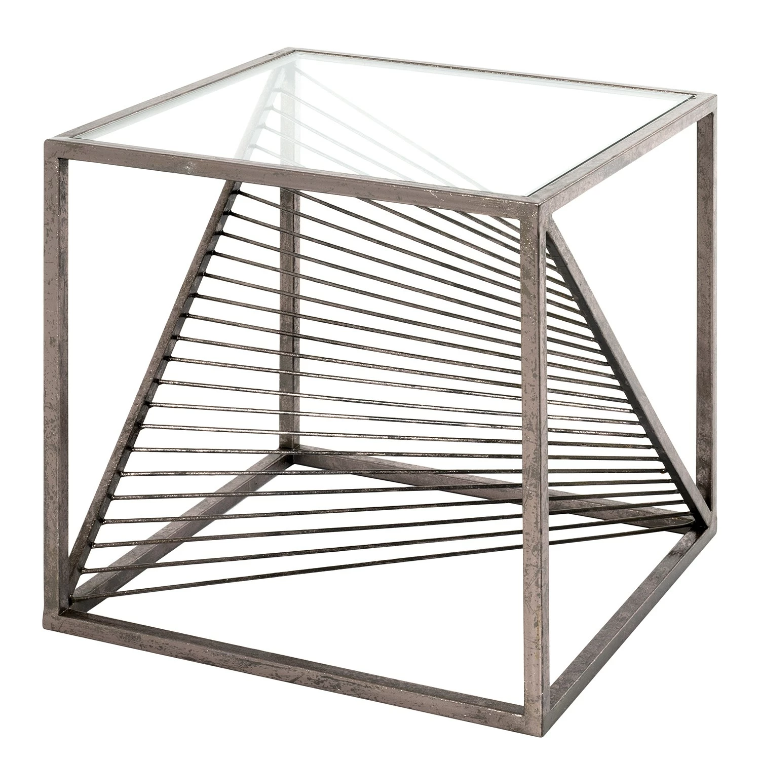 Red Living Bout de canapé Lixhult II - Verre / Acier - Argenté vieilli 3 Red Living Bout de canapé Lixhult II - Verre / Acier - Argenté vieilli