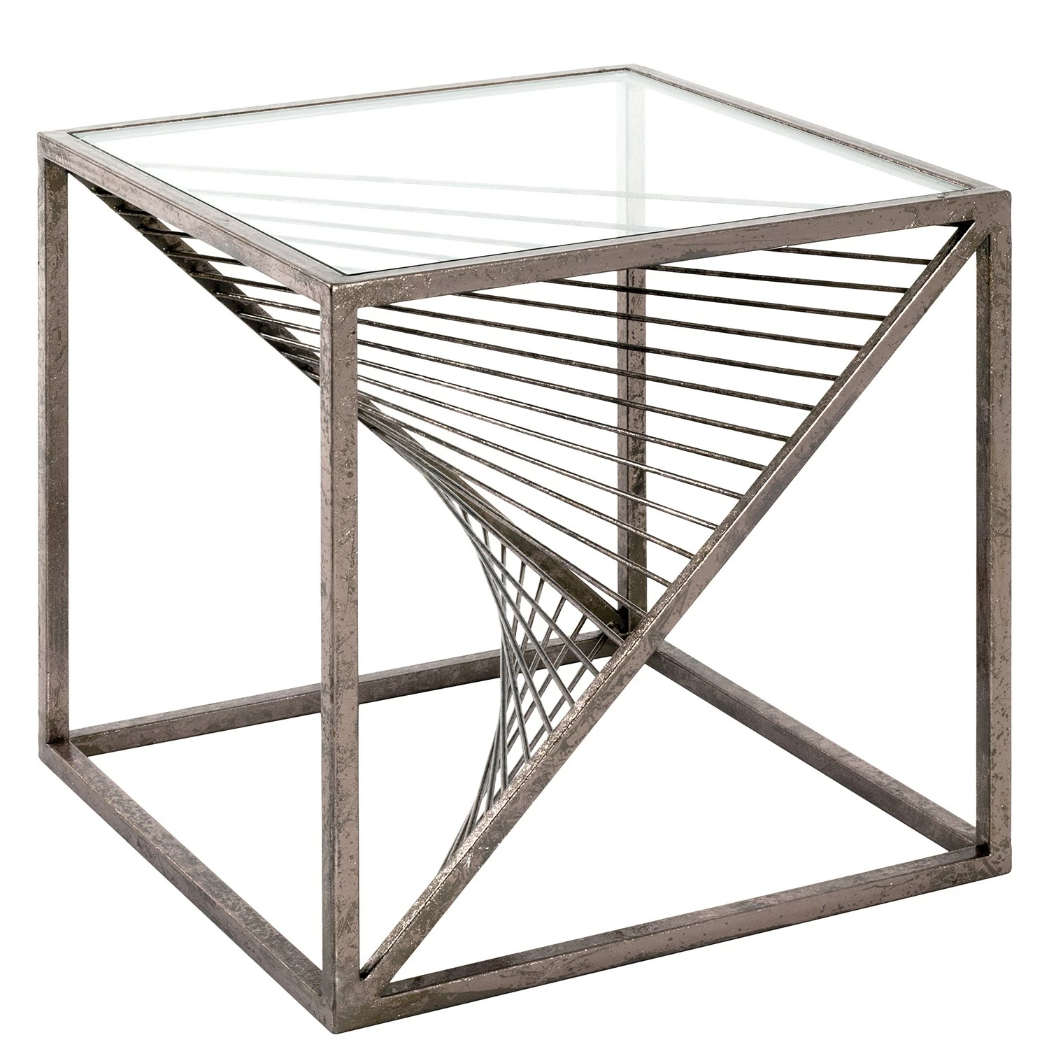 Red Living Bout de canapé Lixhult II - Verre / Acier - Argenté vieilli 5 Red Living Bout de canapé Lixhult II - Verre / Acier - Argenté vieilli – Image 3