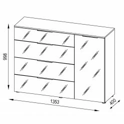 Maja Möbel Commode Trend V - Verre - Blanc / Imitation chêne Sonoma -loftscape Boutique 1000197467 191129 08042000006 SKETCH DETAILS P000000001000197467 sketch