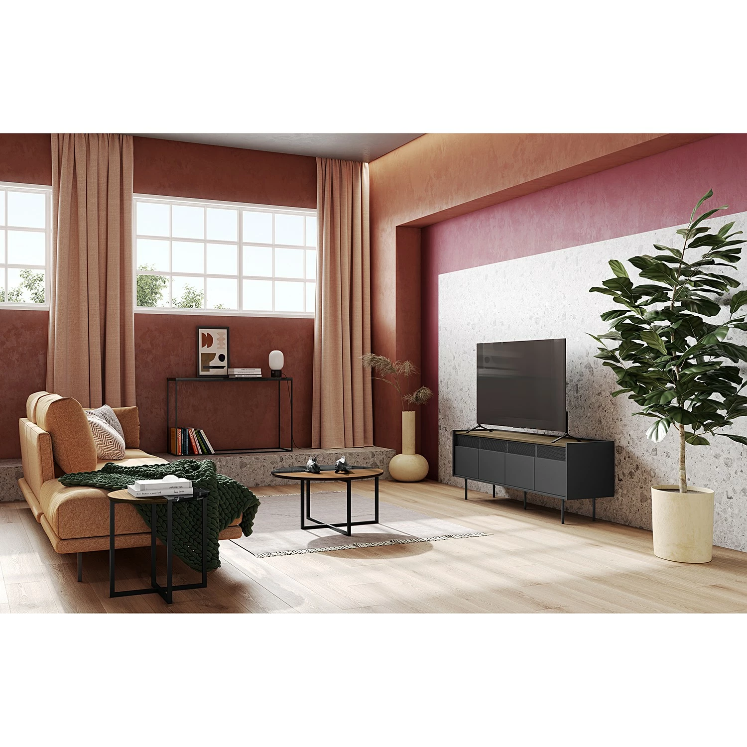 Temahome Bout de canapé Sonata - Marbre / Acier - Noyer / Noir 4 Temahome Bout de canapé Sonata - Marbre / Acier - Noyer / Noir – Image 2