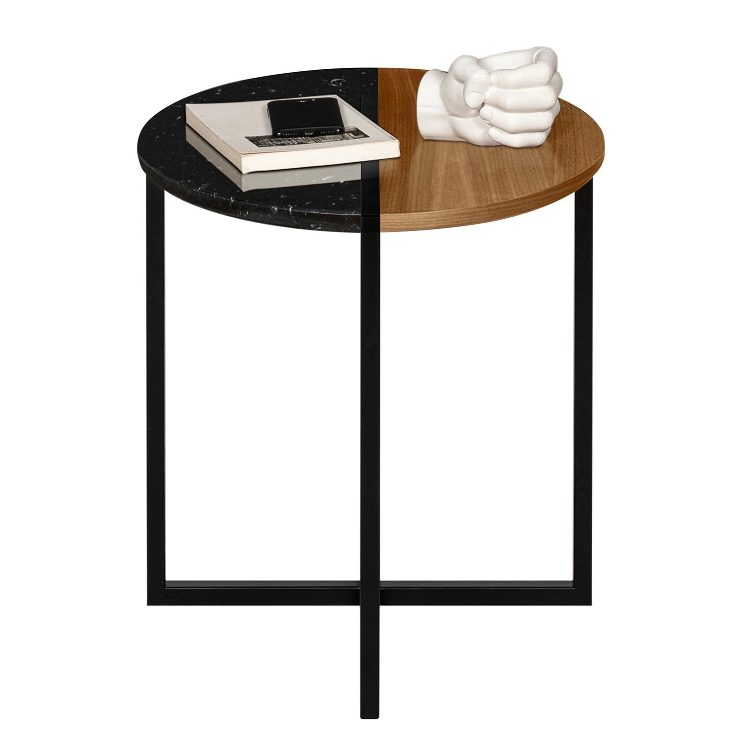 Temahome Bout de canapé Sonata - Marbre / Acier - Noyer / Noir 11 Temahome Bout de canapé Sonata - Marbre / Acier - Noyer / Noir – Image 9