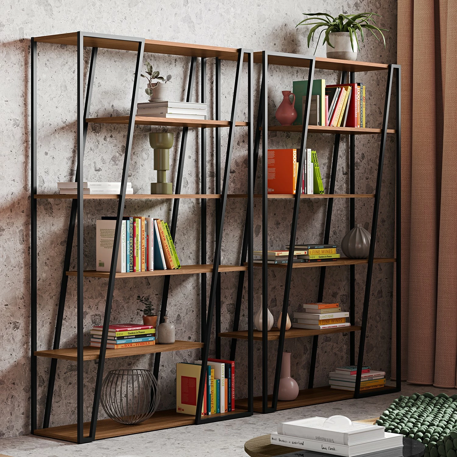 Temahome Étagère Albi - Noyer / Noir 4 Temahome Étagère Albi - Noyer / Noir – Image 2