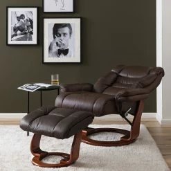 Modoform Fauteuil relax et repose-pieds Rimbach - Cuir véritable / Imitation cuir - Marron -loftscape Boutique 1000199060 200621 14593100020 MOOD DETAILS P000000001000199060 mood