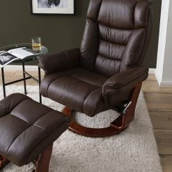 Modoform Fauteuil relax et repose-pieds Rimbach - Cuir véritable / Imitation cuir - Marron -loftscape Boutique 1000199060 200621 14593100021 DETAILS P000000001000199060