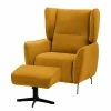 Fredriks Fauteuil Lehi - Velours - Jaune moutarde - Sans fonction - Avec repose-pieds