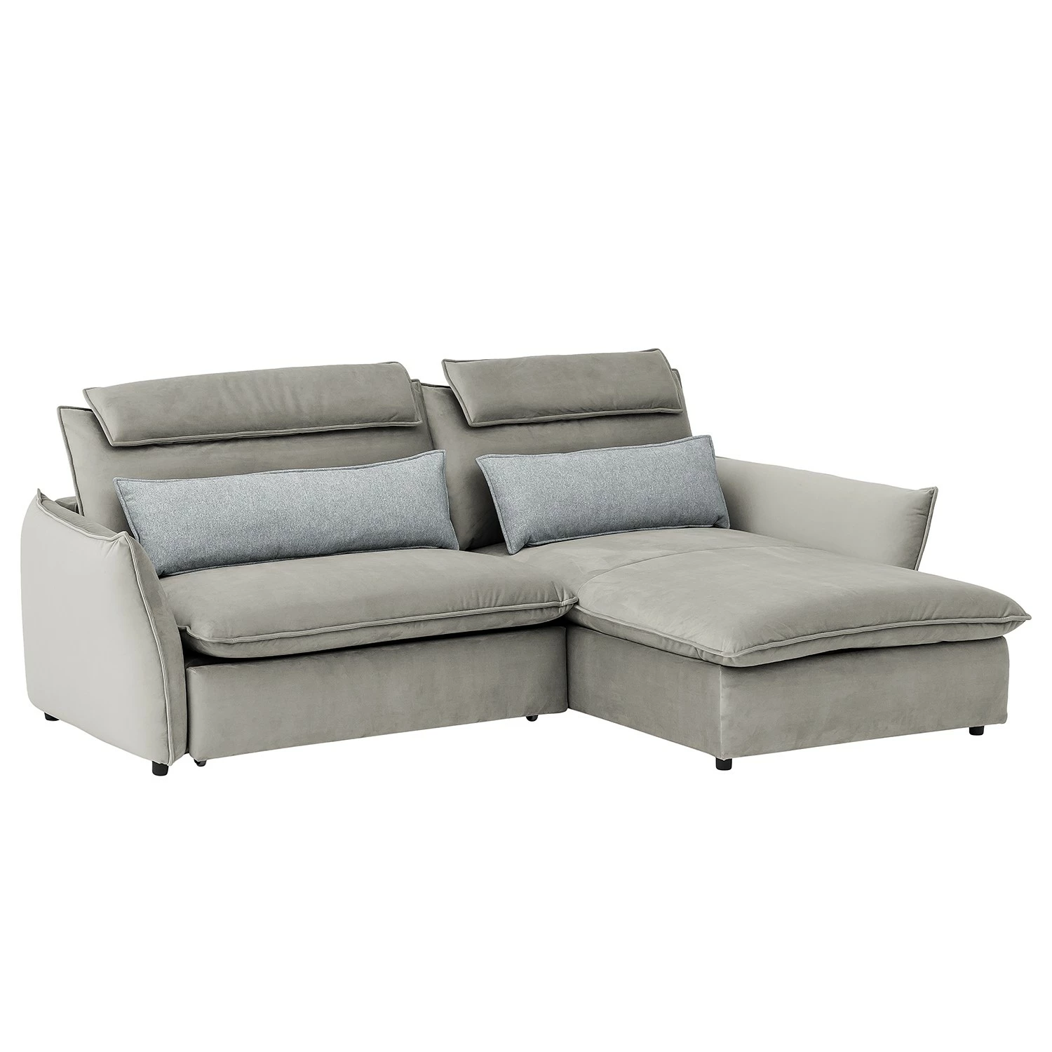 Fredriks Canapé d’angle Coolin - Velours - Platine - Méridienne courte à droite (vue de face) - Sans fonction 3 Fredriks Canapé d’angle Coolin - Velours - Platine - Méridienne courte à droite (vue de face) - Sans fonction