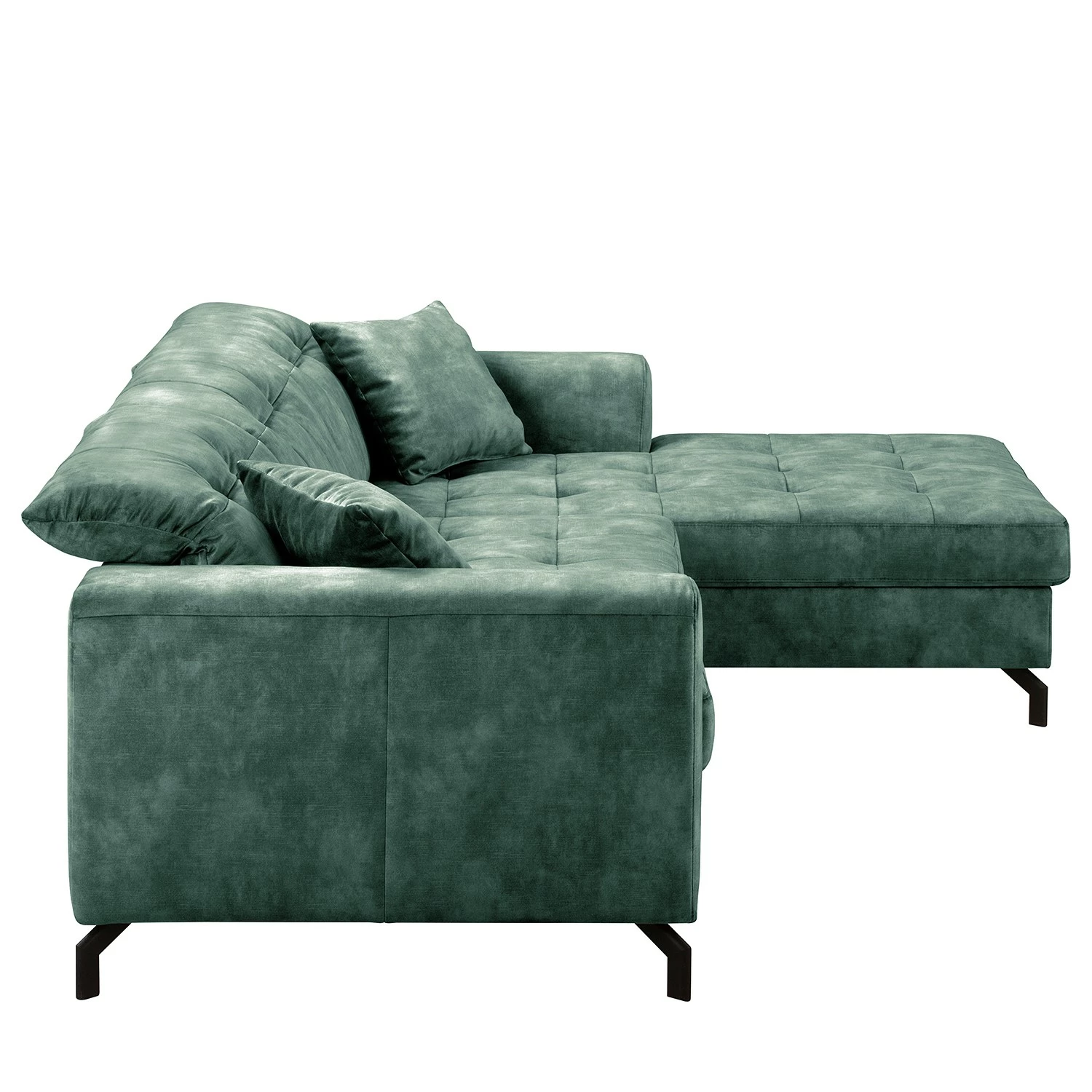 Fredriks Canapé d‘angle Atmore - Microfibre - Vert océan - Méridienne courte à droite (vue de face) 5 Fredriks Canapé d‘angle Atmore - Microfibre - Vert océan - Méridienne courte à droite (vue de face) – Image 3