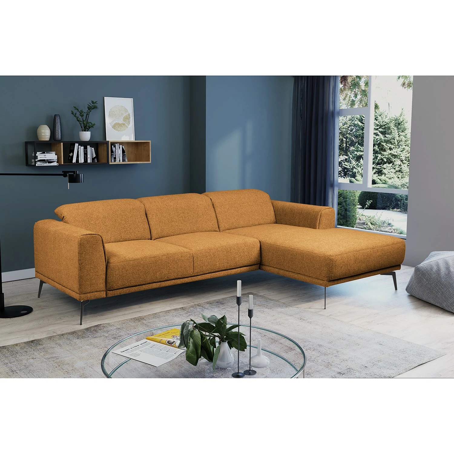 Fredriks Canapé d‘angle Basin I - Tissu - Jaune moutarde - Méridienne courte à droite (vue de face) 5 Fredriks Canapé d‘angle Basin I - Tissu - Jaune moutarde - Méridienne courte à droite (vue de face) – Image 3