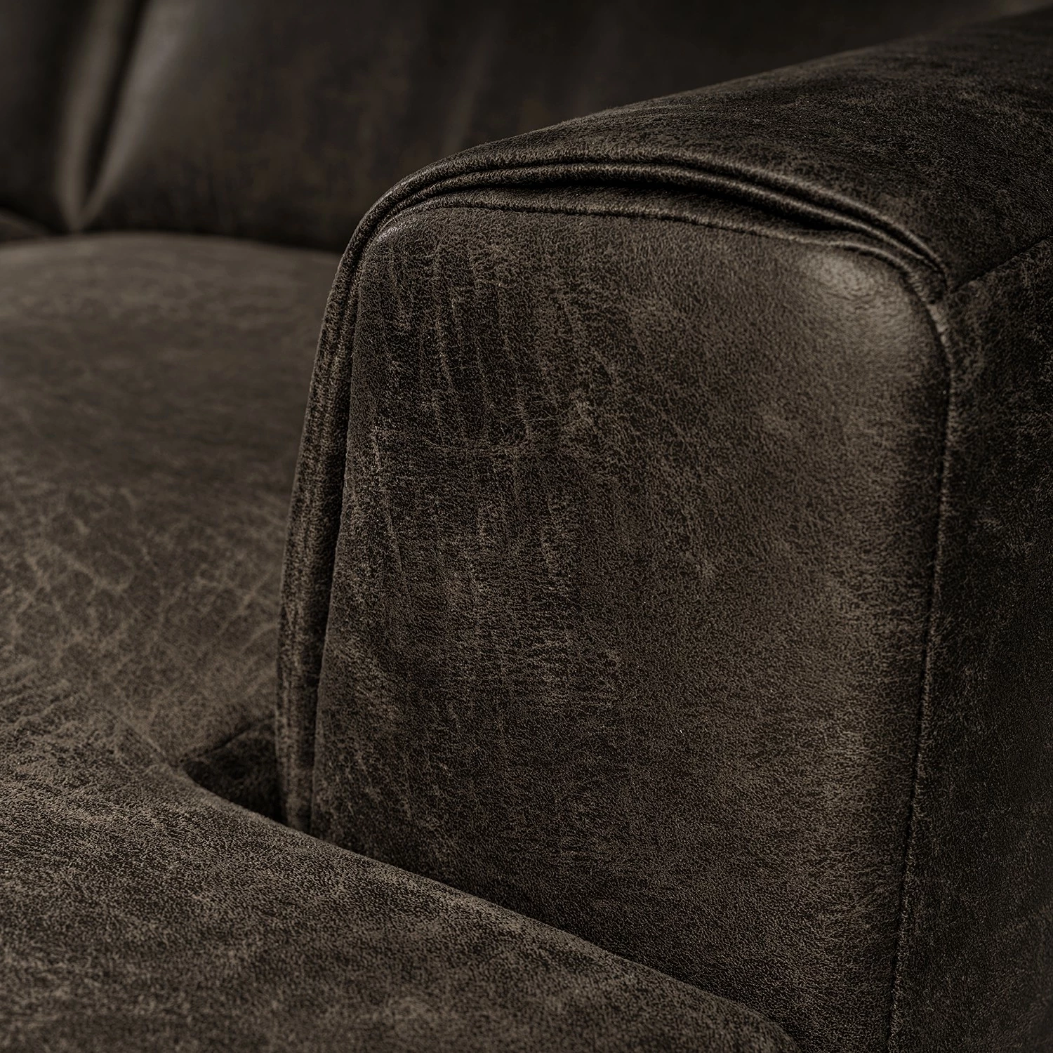 Fredriks Canapé d‘angle Basin II - Imitation cuir - Marron foncé - Méridienne courte à droite (vue de face) 7 Fredriks Canapé d‘angle Basin II - Imitation cuir - Marron foncé - Méridienne courte à droite (vue de face) – Image 5