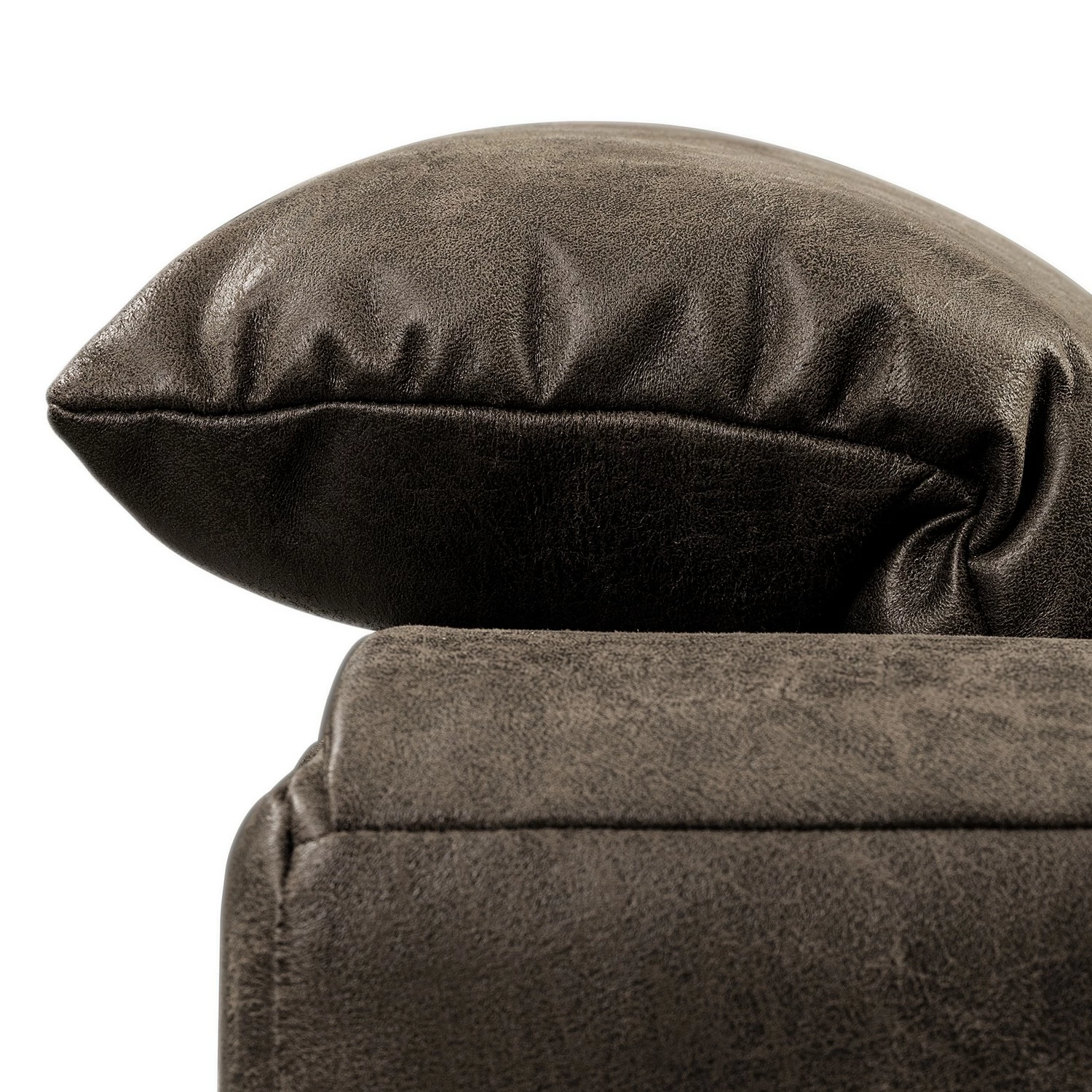 Fredriks Canapé d‘angle Basin II - Imitation cuir - Marron foncé - Méridienne courte à droite (vue de face) 10 Fredriks Canapé d‘angle Basin II - Imitation cuir - Marron foncé - Méridienne courte à droite (vue de face) – Image 8