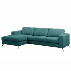 Fredriks Canapé d‘angle Denny II - Tissu - Bleu pétrole - Méridienne courte à gauche (vue de face)