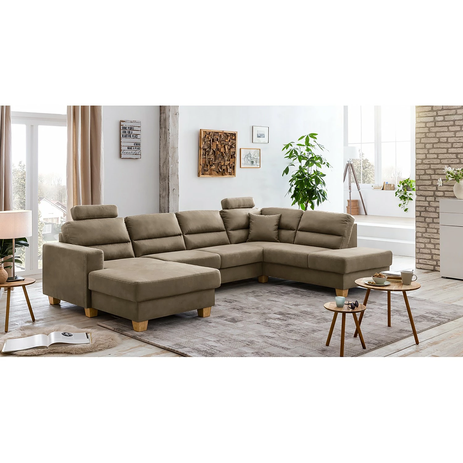 Ars Natura Canapé panoramique Korfi - Microfibre - Limon - Méridienne longue à droite (vue de face) - Avec appui-tête 5 Ars Natura Canapé panoramique Korfi - Microfibre - Limon - Méridienne longue à droite (vue de face) - Avec appui-tête – Image 4