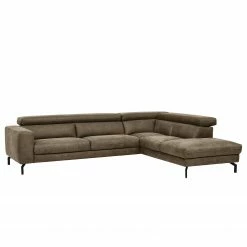 Fredriks Canapé d‘angle Brodi - Microfibre - Limon - Méridienne longue à droite (vue de face)