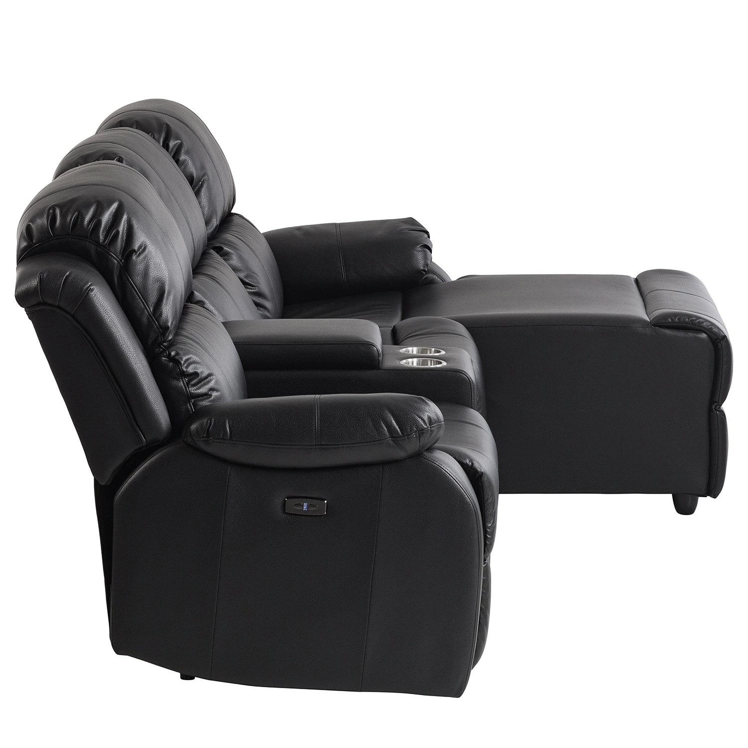 Modoform Canapé d’angle Mendis - Imitation cuir - Noir - Méridienne longue à droite (vue de face) 7 Modoform Canapé d’angle Mendis - Imitation cuir - Noir - Méridienne longue à droite (vue de face) – Image 5