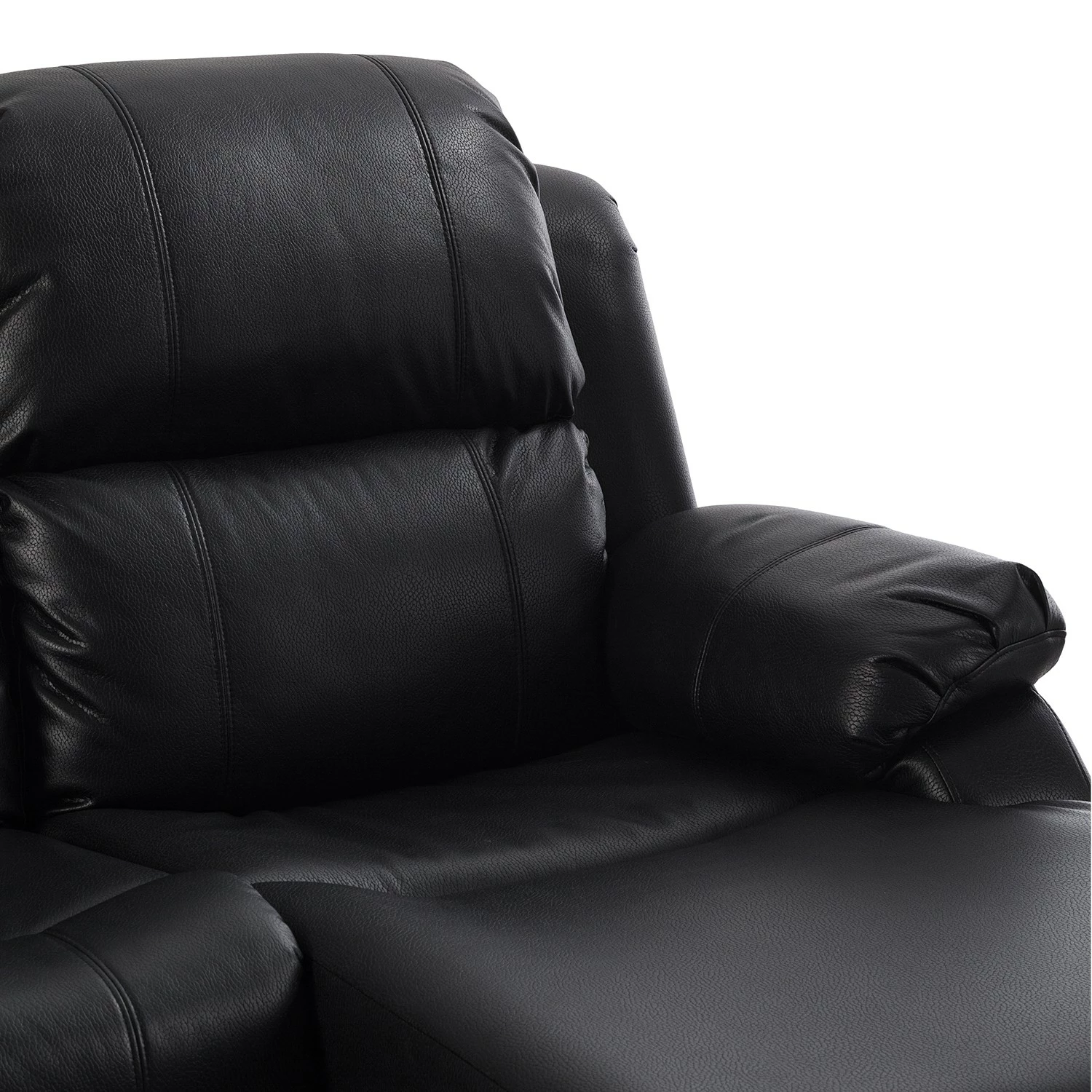 Modoform Canapé d’angle Mendis - Imitation cuir - Noir - Méridienne longue à droite (vue de face) 10 Modoform Canapé d’angle Mendis - Imitation cuir - Noir - Méridienne longue à droite (vue de face) – Image 8