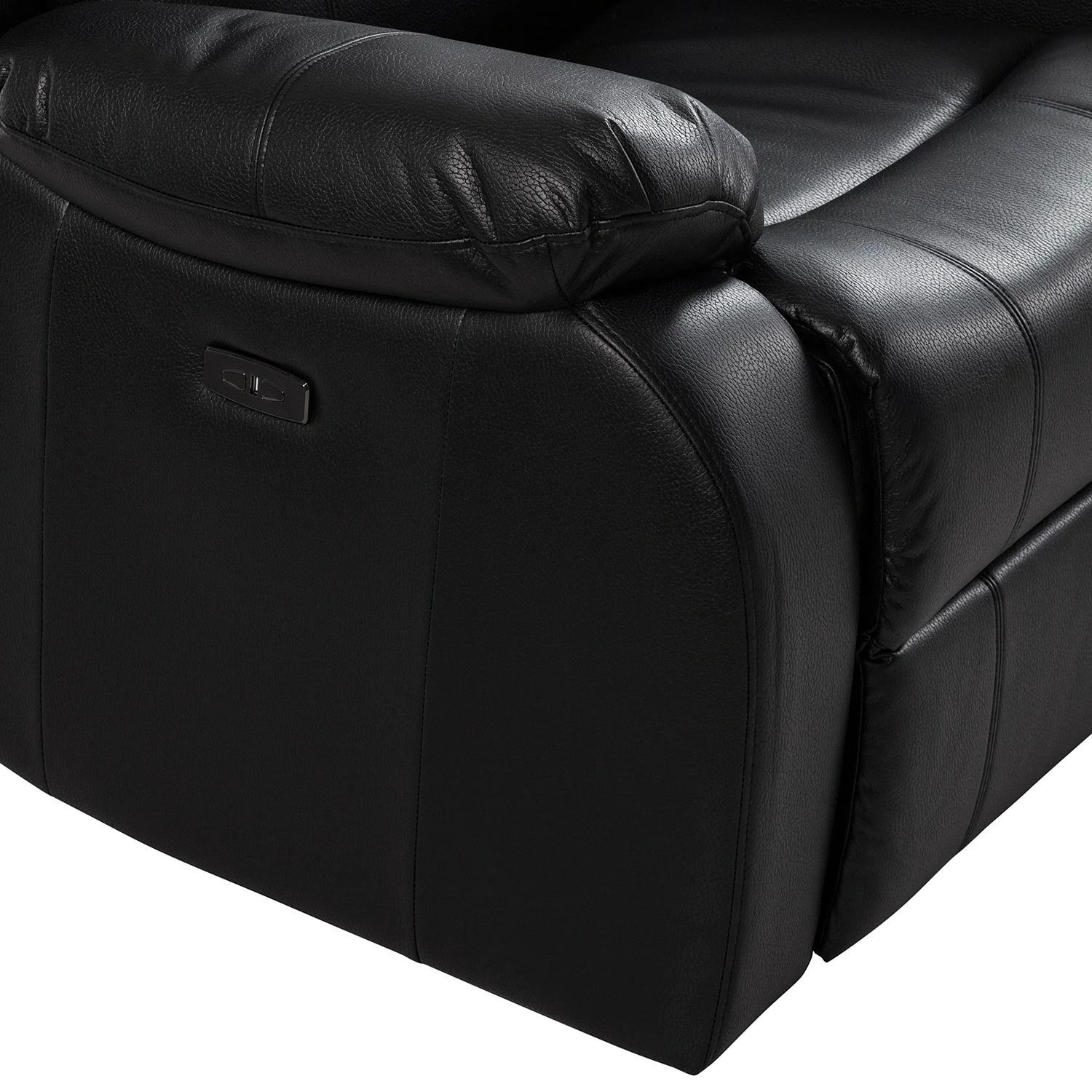 Modoform Canapé d’angle Mendis - Imitation cuir - Noir - Méridienne longue à droite (vue de face) 11 Modoform Canapé d’angle Mendis - Imitation cuir - Noir - Méridienne longue à droite (vue de face) – Image 9