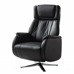 Modoform Fauteuil relax Baroda - Cuir véritable / Imitation cuir - Noir