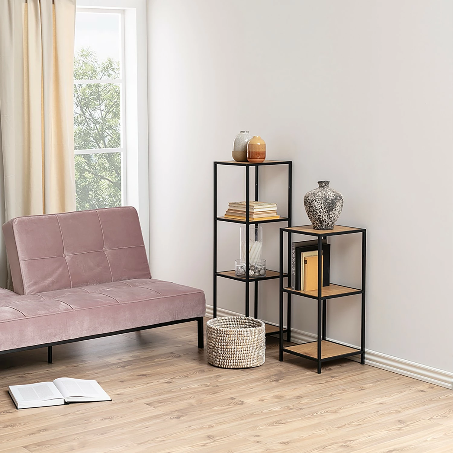 Red Living Étagère Coogee IX - Imitation chêne sauvage / Noir - Hauteur : 83 cm 6 Red Living Étagère Coogee IX - Imitation chêne sauvage / Noir - Hauteur : 83 cm – Image 4