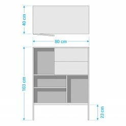 Red Living Buffet haut Coogee II - Imitation chêne sauvage / Noir -loftscape Boutique 1000200158 211018 083456000523 SKETCH DETAILS P000000001000200158 sketch