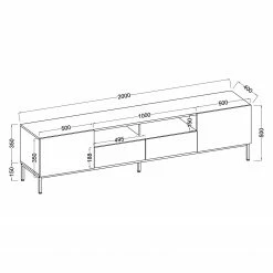 Fredriks Meuble TV Meon - Gris -loftscape Boutique 1000201080 200814 14303400006 SKETCH DETAILS P000000001000201080 sketch
