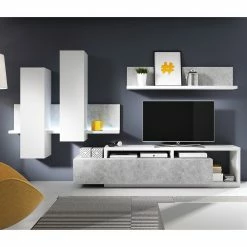 Loftscape Ensemble meubles TV Littor (3 éléments) - Blanc / Imitation béton
